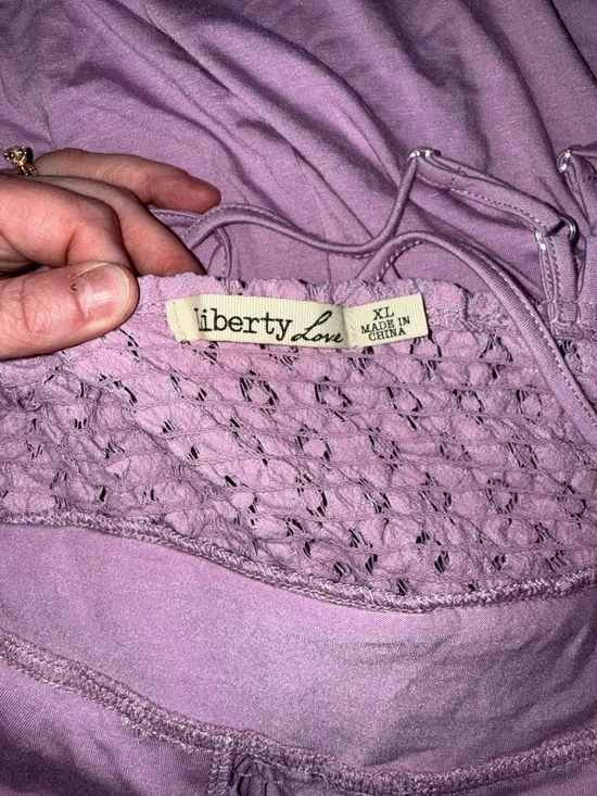 Liberty Love Dusty Lavender Lace-Trim Babydoll Chemise - Picture 4 of 9